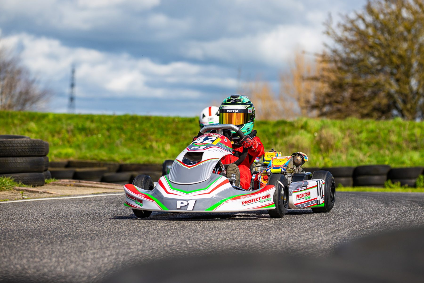 Oliver in his Project One kart at Bayford Meadows